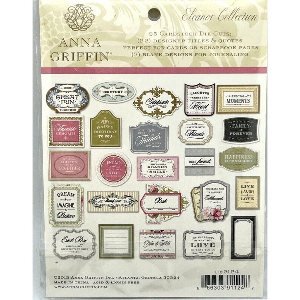 Anna Griffin Elenor Collection 3D Stickers Die Cuts Sentiments 3 pc Lot Retired - Picture 8 of 11